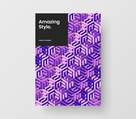 Colorful pamphlet vector design layout. Trendy geometric tiles corporate cover concept.