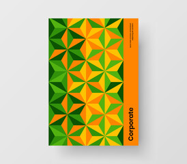 Bright mosaic hexagons handbill template. Original flyer vector design concept.