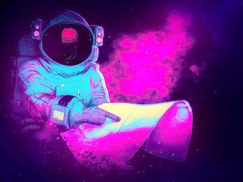 astronaut lost and trying to read a map