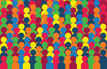 Concept illustration of inclusive and diverse crowd of people standing together