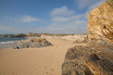 Rock and Sand on Carreiro da Fazenda Beach, Vila Nova de Milfontes, Portugal