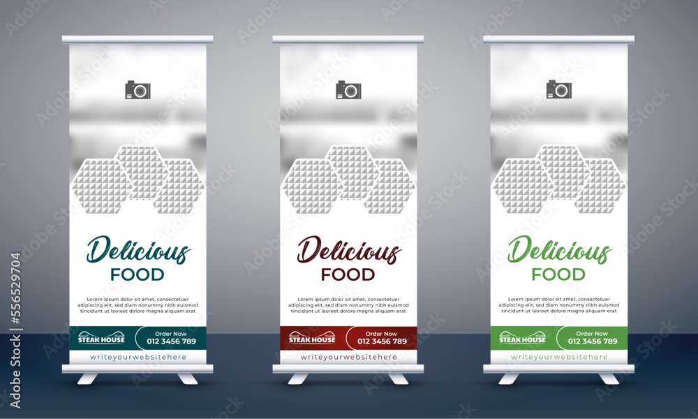 Wall mural restaurant roll up banner design stand roll up banner design