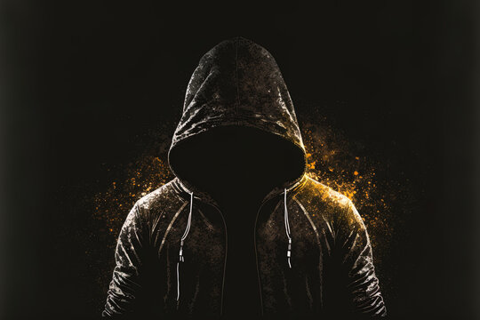 male silhouette wearing a hoodie. blended media. Generative AI