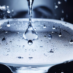 Splash of water liquid with water bubbles.
