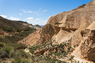 Fototapeta na wymiar Red rock canyon landscape in Andalusia, Spain