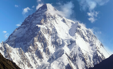 Beautiful view of majestic view of the K2 Peak, the second tallest mountain in the world 
