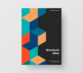 Original geometric hexagons front page layout. Abstract brochure A4 design vector illustration.