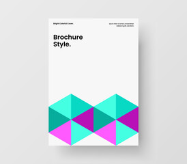 Simple corporate cover A4 vector design illustration. Colorful mosaic hexagons annual report template.