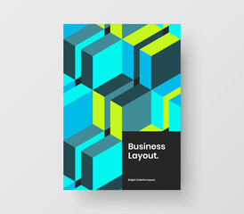 Amazing annual report A4 design vector template. Simple geometric hexagons catalog cover layout.