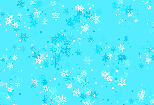 Light Blue, Red vector pattern with christmas snowflakes.