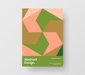 Modern catalog cover A4 design vector concept. Bright mosaic shapes flyer illustration.