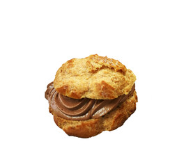 french dessert eclairs with chocolate filling izolated on white backgrounds. Food. Backgrounds copy space. The concept of bakeries, confectioneries, restaurants, cafes