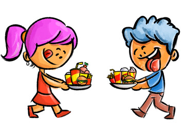 boy and girl with snack