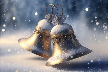 Christmas bells in the snow, generative ai