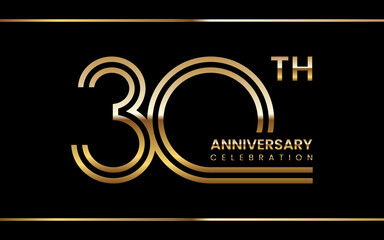 30th anniversary logo design with double line concept. Logo Vector Illustration