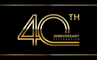 40th anniversary logo design with double line concept. Logo Vector Illustration