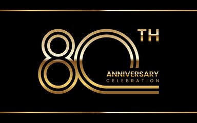 80th anniversary logo design with double line concept. Logo Vector Illustration