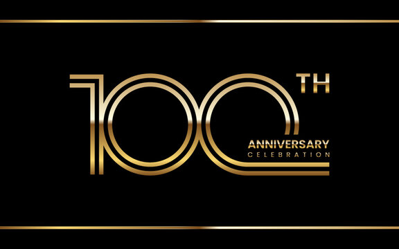 100th anniversary logo design with double line concept. Logo Vector Illustration