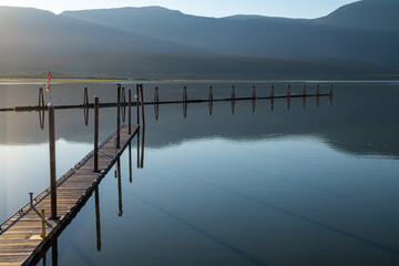 Shuswap Lake, Salmon Arm Wharf, Canada at sunset