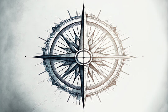 drawing of a compass geometric icon. Generative AI