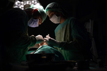 rhinoplasty surgery, defects in the shape of the nose in the female patient. Surgical intervention in plastic surgery rhinoplasty 