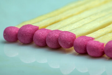 Wooden matches for lighting. macro photography. Slow motion close-up. 