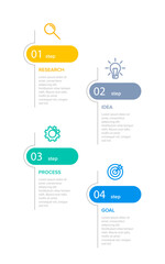 Vertical infographic design with icons and 4 options or steps. Thin line. Infographics business concept. Can be used for info graphics, flow charts, presentations, mobile web sites, printed materials.