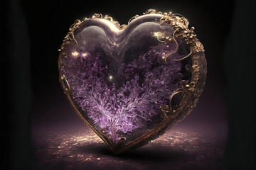 amethyst gemstone heart. generative AI picture
