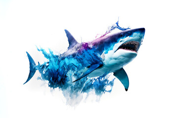 Abstract colorful shark.  Image created with Generative AI technology.
