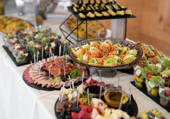 delicious holiday snacks on the table, the food is gourmet.
