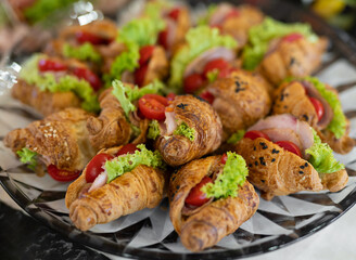 delicious holiday snacks on the table, the food is gourmet.