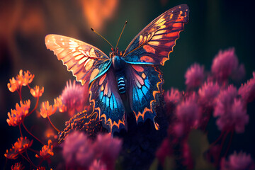 Fototapeta na wymiar Beautiful butterfly on a flower. Generative AI