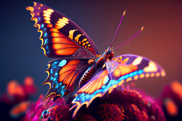 Beautiful butterfly on a flower.  Generative AI