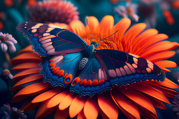 Beautiful butterfly on a flower.  Generative AI