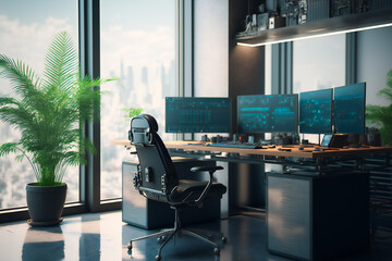 Modern Office Interior.  Generative AI.