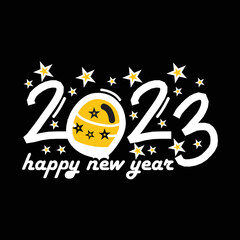 Happy New Year 2023 Vector template Text Design. for Brochure design template, card, and banner. 