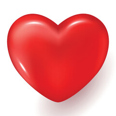 Red heart. Realistic 3d design icon heart symbol love. Valentine's Day. World Heart Day. Vector illustration