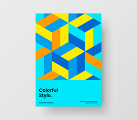 Trendy corporate brochure A4 design vector concept. Colorful geometric shapes book cover template.