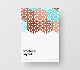 Modern mosaic hexagons corporate identity concept. Unique annual report design vector template.