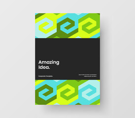 Modern poster vector design template. Original mosaic shapes journal cover concept.