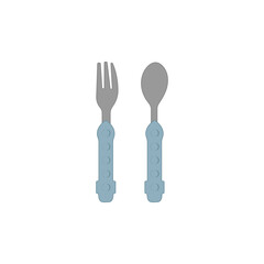 Spoon and a fork for kids. Kids cutlery. Flat vector illustration.