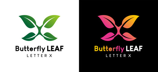 Beauty leaf logo design with modern x shape