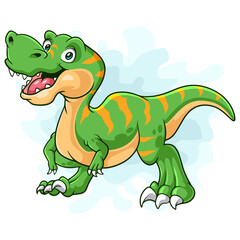 Obraz premium Cartoon happy Tyrannosaurus rex isolated on white background