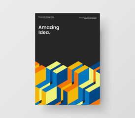 Modern magazine cover A4 design vector template. Fresh geometric shapes brochure illustration.