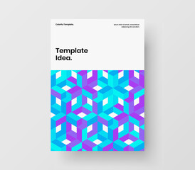 Fresh mosaic hexagons journal cover illustration. Modern leaflet A4 vector design concept.