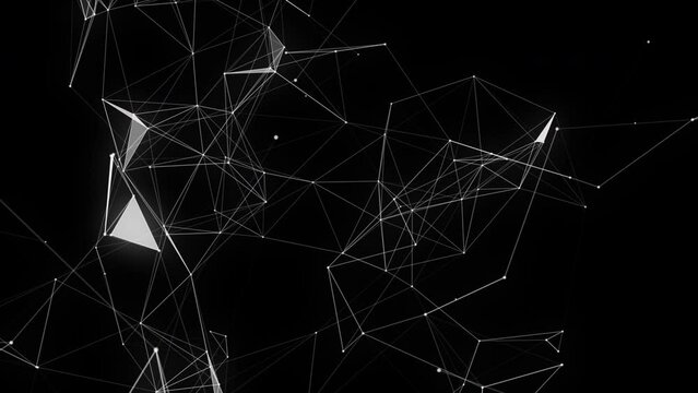 Abstract digital connection. Moving points with lines. Data technology. Network, weaving. Video 4k.