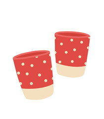 Red glasses with polka dots. Picnic utensils illustration