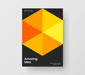 Multicolored mosaic hexagons corporate identity template. Bright presentation A4 vector design illustration.