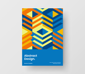 Modern annual report A4 design vector layout. Trendy geometric pattern corporate brochure illustration.