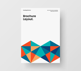 Premium mosaic hexagons journal cover layout. Abstract company brochure vector design template.